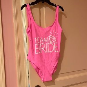 Team Bride pink bathing suit size small